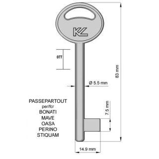 CHIAVE PASSEPARTOUT PAT3D OTTONE LUCIDO