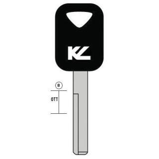CHIAVE AUTO VL16P TESTA PLASTICA NERA  OTTONE LUCIDO